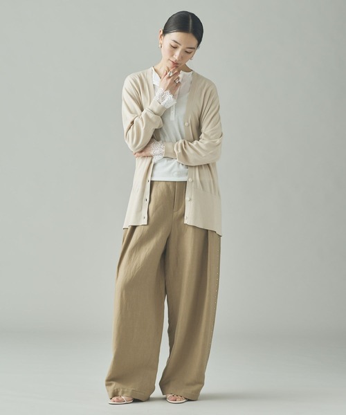 Curensology（カレンソロジー）の「Curensology(カレンソロジー)/ヘンリーレースロングスリーブTシャツ（Tシャツ/カットソー・レディース・ホワイト/ブラック・FREE）」の9枚目の写真