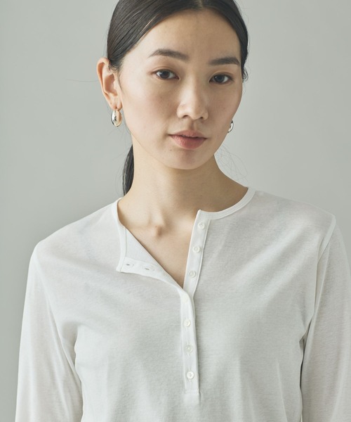 Curensology（カレンソロジー）の「Curensology(カレンソロジー)/ヘンリーレースロングスリーブTシャツ（Tシャツ/カットソー・レディース・ホワイト/ブラック・FREE）」の10枚目の写真