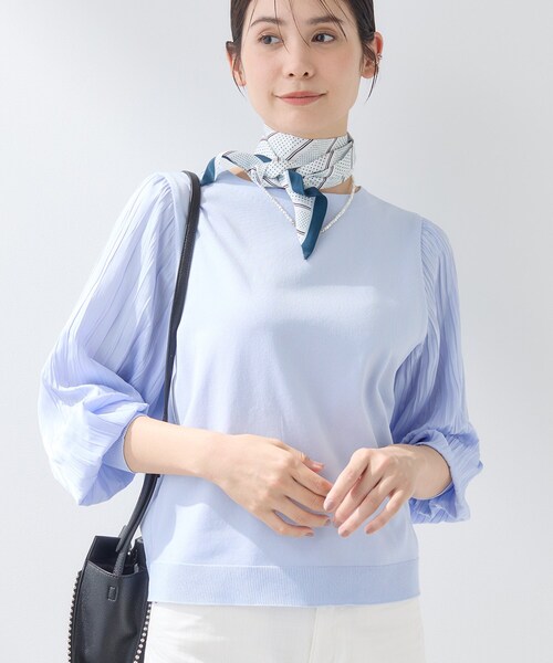 INDIVI（インディヴィ）の「【洗える／華やか】袖プリーツニット（ニット/セーター・レディース・ブラック/ライトブルー/オフホワイト・05/13/15 /38/19）」の3枚目の写真