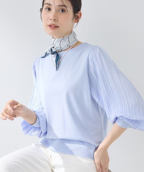 INDIVI（インディヴィ）の「【洗える／華やか】袖プリーツニット（ニット/セーター・レディース・ブラック/ライトブルー/オフホワイト・05/13/15 /38/19）」の12枚目の写真