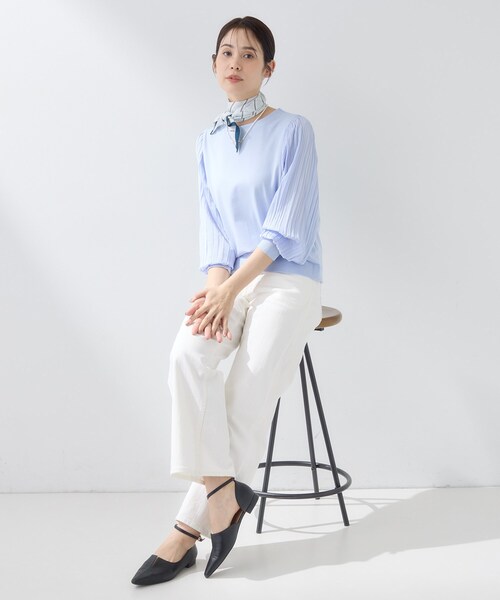 INDIVI（インディヴィ）の「【洗える／華やか】袖プリーツニット（ニット/セーター・レディース・ブラック/ライトブルー/オフホワイト・05/13/15 /38/19）」の13枚目の写真