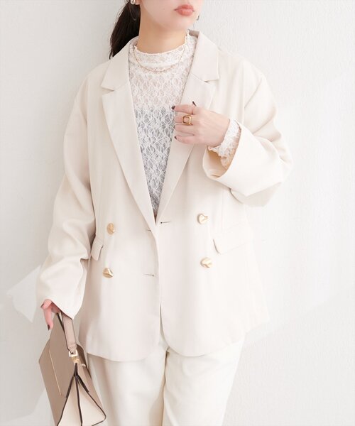 natural couture(ナチュラルクチュール)の「〈osono〉テーラードジャケット(テーラードジャケット・レディース・モカ/オフホワイト/チャコールグレー・FREE)」の12枚目の写真