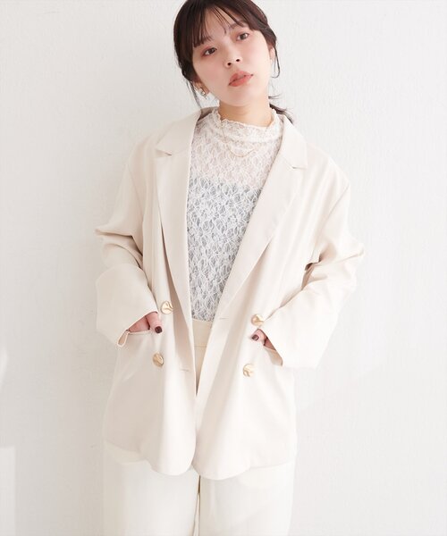 natural couture(ナチュラルクチュール)の「〈osono〉テーラードジャケット(テーラードジャケット・レディース・モカ/オフホワイト/チャコールグレー・FREE)」の13枚目の写真