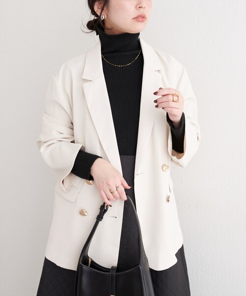 natural couture(ナチュラルクチュール)の「〈osono〉テーラードジャケット(テーラードジャケット・レディース・モカ/オフホワイト/チャコールグレー・FREE)」の16枚目の写真