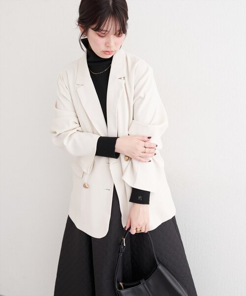 natural couture(ナチュラルクチュール)の「〈osono〉テーラードジャケット(テーラードジャケット・レディース・モカ/オフホワイト/チャコールグレー・FREE)」の17枚目の写真
