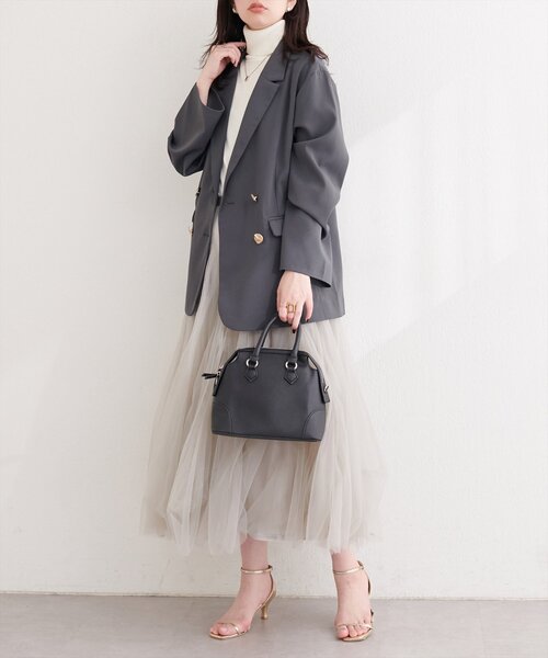 natural couture(ナチュラルクチュール)の「〈osono〉テーラードジャケット(テーラードジャケット・レディース・モカ/オフホワイト/チャコールグレー・FREE)」の5枚目の写真