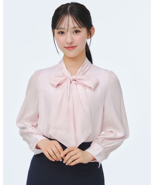 SUIT SELECT（スーツセレクト）の「【SUIT SELECT×Samantha Thavasa】【長袖】リボンブラウス（シャツ/ブラウス・レディース・ブルー/ホワイト/ピンク/ミント/イエロー・SMALL/MEDIUM/LARGE/X-LARGE）」の5枚目の写真