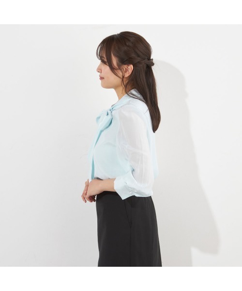 SUIT SELECT（スーツセレクト）の「【SUIT SELECT×Samantha Thavasa】【長袖】リボンブラウス（シャツ/ブラウス・レディース・ブルー/ホワイト/ピンク/ミント/イエロー・SMALL/MEDIUM/LARGE/X-LARGE）」の8枚目の写真