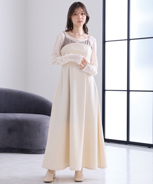 Elishe(エリシェ)の「レイヤードフレアキャミワンピース(ワンピース・レディース・アイボリー系/ブラック系・1/0)」の4枚目の写真