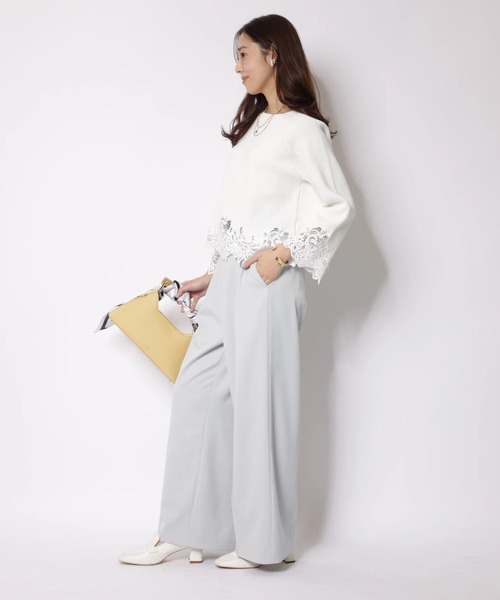 JUSGLITTY(ジャスグリッティー)の「レースヘムニット(ニット/セーター・レディース・ライトブルー/ホワイト/ネイビー・2)」の10枚目の写真