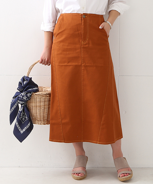 Ray BEAMS(レイビームス)の「Ray BEAMS / コットン ツイル Aライン スカート(スカート・レディース・ダークブラウン/オリーブ・0/1)」の1枚目の写真