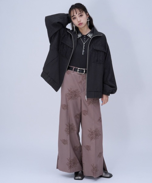 HARE(ハレ)の「レースデザインミドルブルゾン(HARE)(ブルゾン・レディース・ブラック/ホワイト・FREE)」の9枚目の写真