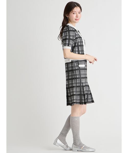 CELFORD（セルフォード）の「【洗える】チェックジャカードミニニットワンピースセット（ワンピース・レディース・ブラック/グレー/ミント/ピンク・36/38）」の5枚目の写真