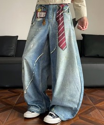 lilful（リルフル）の「【26年春夏新作】ネクタイデザインプリントバギーデニムパンツ（デニムパンツ）」