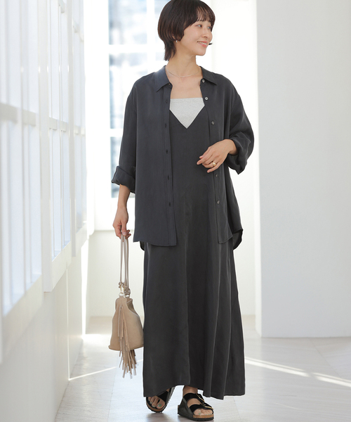 JOURNAL STANDARD relume（ジャーナルスタンダード　レリューム）の「［26SS新作］キュプラロングキャミワンピース（ワンピース・レディース・ブラック系その他/ブラウン系その他・FREE）」の3枚目の写真