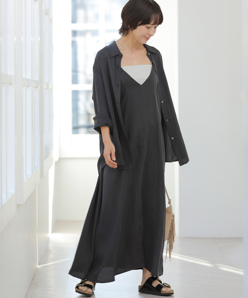 JOURNAL STANDARD relume（ジャーナルスタンダード　レリューム）の「［26SS新作］キュプラロングキャミワンピース（ワンピース・レディース・ブラック系その他/ブラウン系その他・FREE）」の5枚目の写真