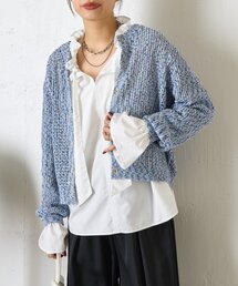Jena espace merveilleux | 【大人の抜け感◎】ミックスカラーメッシュカーディガン(カーディガン/ボレロ)