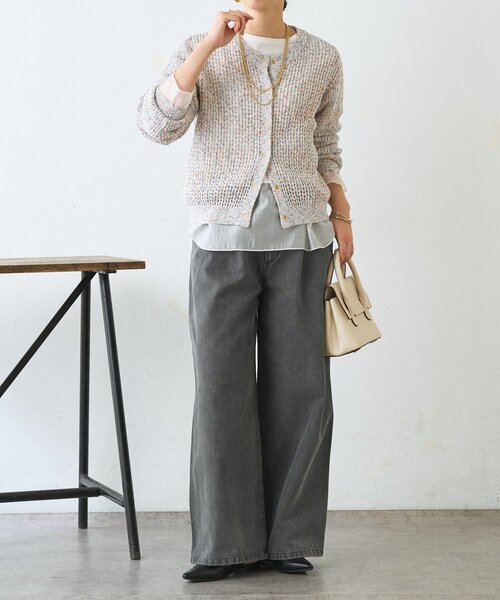 Jena espace merveilleux（ジェナ　エスパスメルヴェイユ）の「【大人の抜け感◎】ミックスカラーメッシュカーディガン（カーディガン/ボレロ・レディース・レッド/オフホワイト/ブルー・FREE）」の8枚目の写真