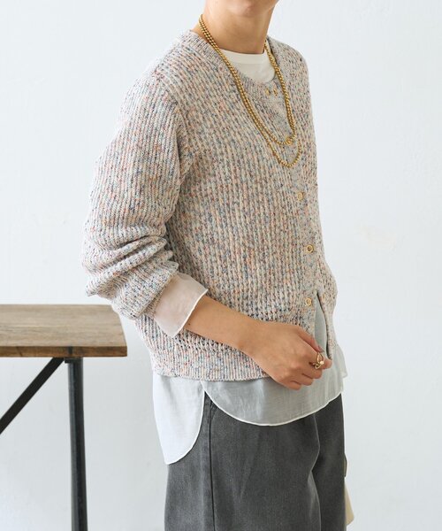 Jena espace merveilleux（ジェナ　エスパスメルヴェイユ）の「【大人の抜け感◎】ミックスカラーメッシュカーディガン（カーディガン/ボレロ・レディース・レッド/オフホワイト/ブルー・FREE）」の13枚目の写真