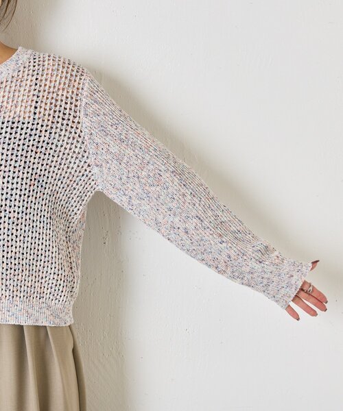 Jena espace merveilleux（ジェナ　エスパスメルヴェイユ）の「【大人の抜け感◎】ミックスカラーメッシュカーディガン（カーディガン/ボレロ・レディース・レッド/オフホワイト/ブルー・FREE）」の19枚目の写真