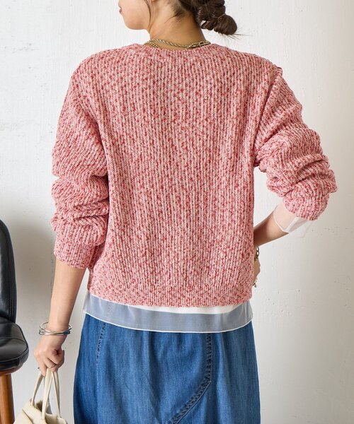 Jena espace merveilleux（ジェナ　エスパスメルヴェイユ）の「【大人の抜け感◎】ミックスカラーメッシュカーディガン（カーディガン/ボレロ・レディース・レッド/オフホワイト/ブルー・FREE）」の5枚目の写真