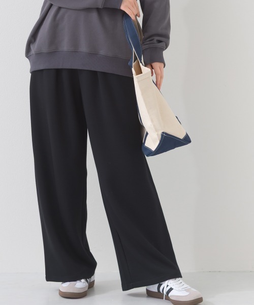 OMNES（オムネス）の「ソフトポンチ ワイドパンツ UVカット花粉リリース付（その他パンツ・レディース・ブラック/ベージュ・FREE）」の2枚目の写真