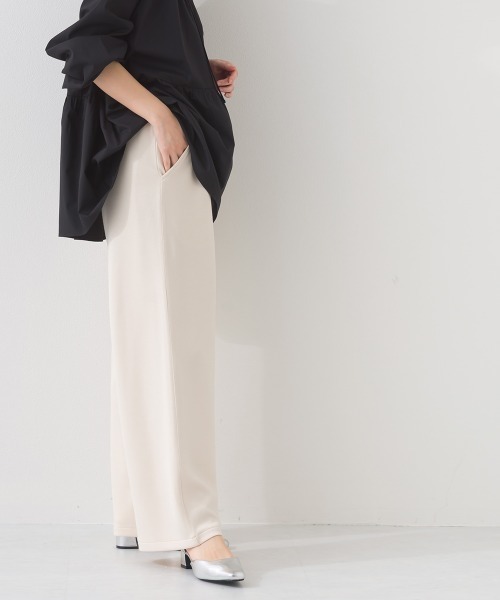 OMNES（オムネス）の「ソフトポンチ ワイドパンツ UVカット花粉リリース付（その他パンツ・レディース・ブラック/ベージュ・FREE）」の9枚目の写真