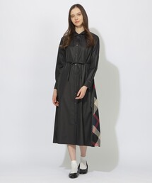 サイド切替パイピングシャツワンピース