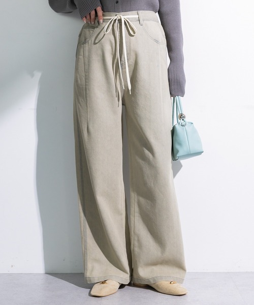 Green　Parks（グリーンパークス）の「コクーンシルエットデニムパンツ（デニムパンツ・レディース・グレイッシュベージュ/ブラック/ライトインディゴブルー・M/L）」の3枚目の写真