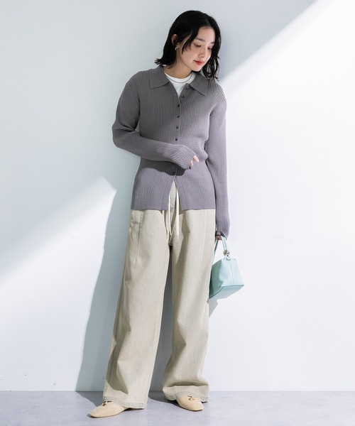 Green　Parks（グリーンパークス）の「コクーンシルエットデニムパンツ（デニムパンツ・レディース・グレイッシュベージュ/ブラック/ライトインディゴブルー・M/L）」の4枚目の写真