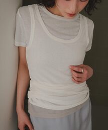 シアーカットソータンクトップ×半袖トップスセット