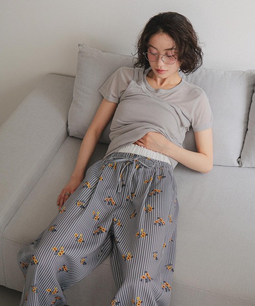 KOBE LETTUCE(コウベレタス)の「シアーカットソータンクトップ×半袖トップスセット(Tシャツ/カットソー・レディース・モカ/ピンク/オフホワイト/グレー/ブラック・M)」の12枚目の写真