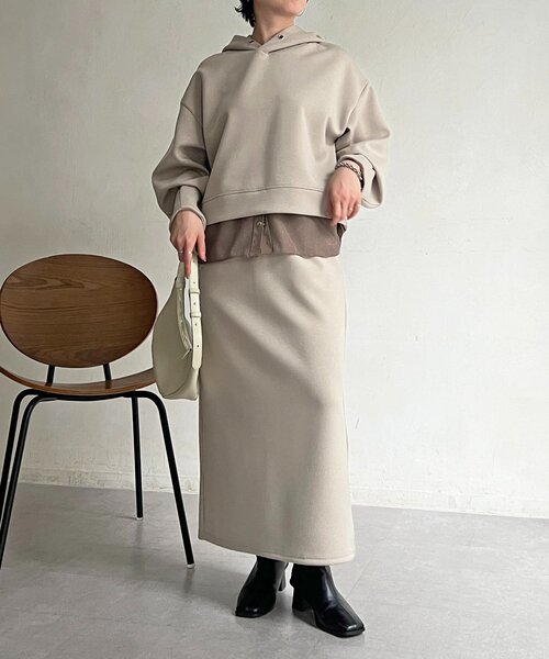 un dix cors（アンディコール）の「ボンディングセットアップ（ワンピース・レディース・チャコールグレー/ベージュ/カーキ・FREE）」の2枚目の写真