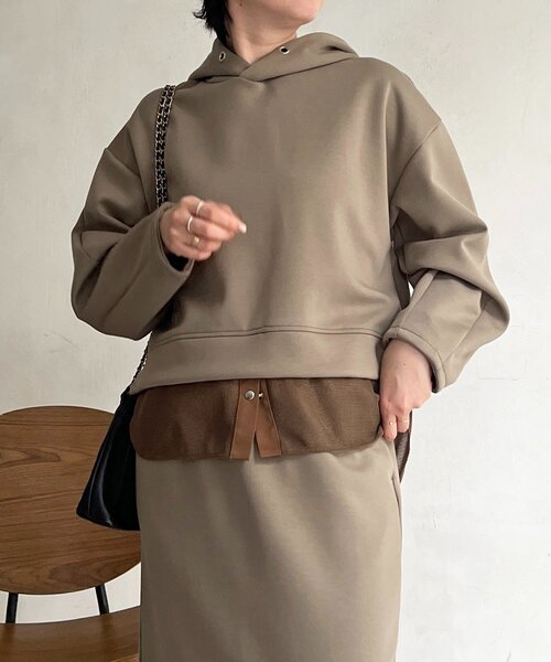 un dix cors（アンディコール）の「ボンディングセットアップ（ワンピース・レディース・チャコールグレー/ベージュ/カーキ・FREE）」の3枚目の写真