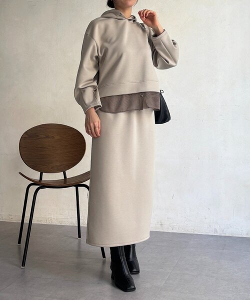 un dix cors（アンディコール）の「ボンディングセットアップ（ワンピース・レディース・チャコールグレー/ベージュ/カーキ・FREE）」の16枚目の写真