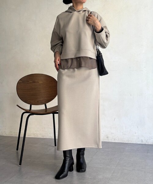 un dix cors（アンディコール）の「ボンディングセットアップ（ワンピース・レディース・チャコールグレー/ベージュ/カーキ・FREE）」の17枚目の写真