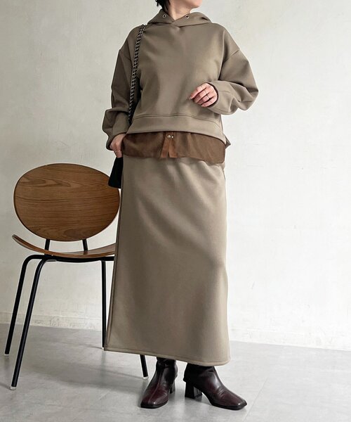 un dix cors（アンディコール）の「ボンディングセットアップ（ワンピース・レディース・チャコールグレー/ベージュ/カーキ・FREE）」の9枚目の写真