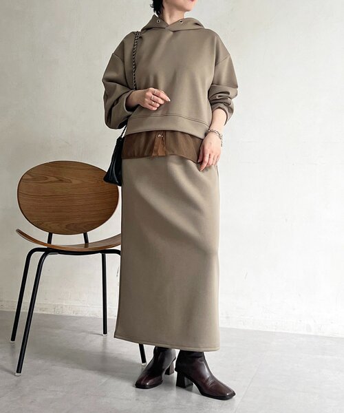 un dix cors（アンディコール）の「ボンディングセットアップ（ワンピース・レディース・チャコールグレー/ベージュ/カーキ・FREE）」の12枚目の写真