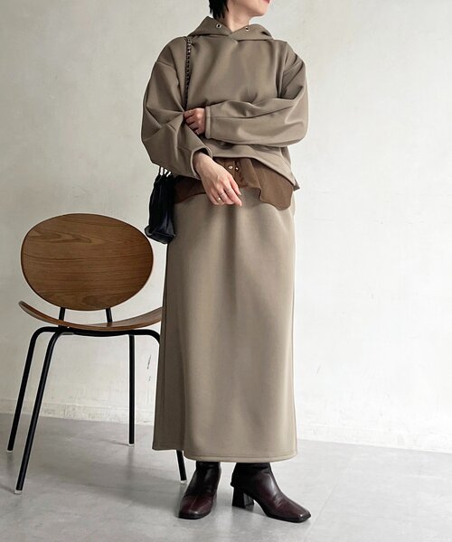 un dix cors（アンディコール）の「ボンディングセットアップ（ワンピース・レディース・チャコールグレー/ベージュ/カーキ・FREE）」の13枚目の写真