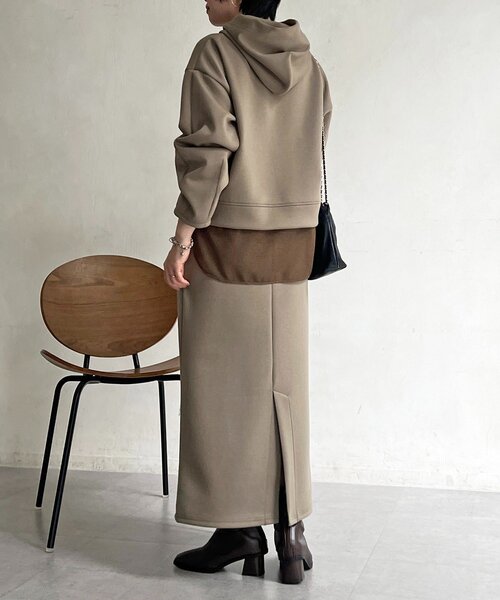 un dix cors（アンディコール）の「ボンディングセットアップ（ワンピース・レディース・チャコールグレー/ベージュ/カーキ・FREE）」の4枚目の写真