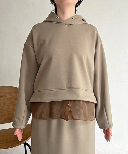 un dix cors（アンディコール）の「ボンディングセットアップ（ワンピース・レディース・チャコールグレー/ベージュ/カーキ・FREE）」の5枚目の写真