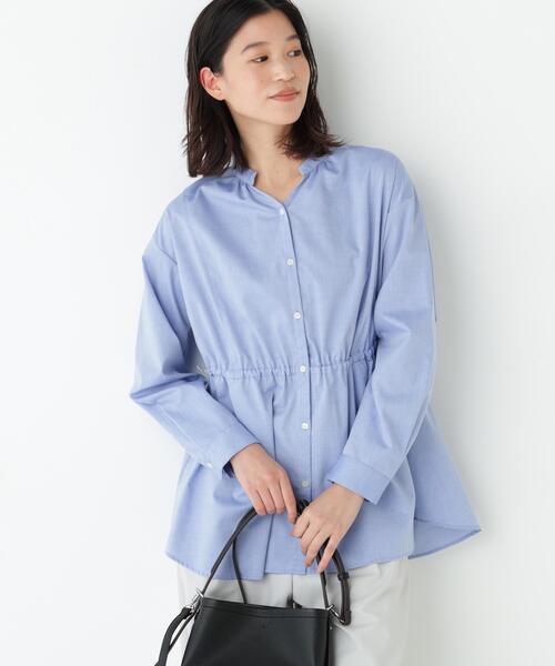 human woman(ヒューマンウーマン)の「◆【ウォッシャブル】シャンブレーオックスドロストブラウス(シャツ/ブラウス・レディース・ブルー/ダークインディゴブルー・MEDIUM)」の1枚目の写真