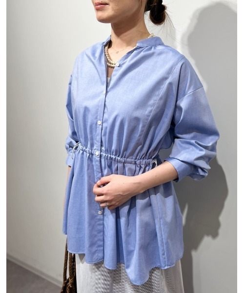 human woman(ヒューマンウーマン)の「◆【ウォッシャブル】シャンブレーオックスドロストブラウス(シャツ/ブラウス・レディース・ブルー/ダークインディゴブルー・MEDIUM)」の5枚目の写真