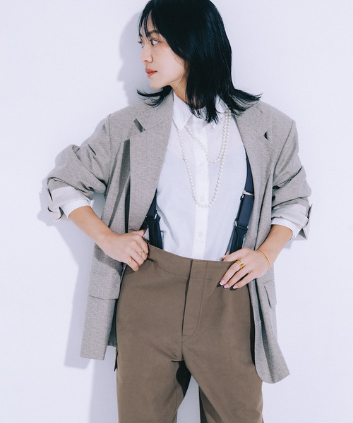 OUTDOOR PRODUCTS(アウトドアプロダクツ)の「Cozue Ninomiya EX tailored jacket(テーラードジャケット・レディース・チャコールグレー/ベージュ・38/36)」の6枚目の写真