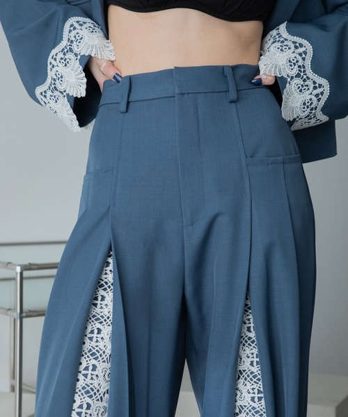 VACANCY(ヴァカンシー)の「レースレイヤードスリットワイドパンツ/SETUP(スラックス・レディース・ブルー/ブラック・SMALL/LARGE/MEDIUM)」の20枚目の写真