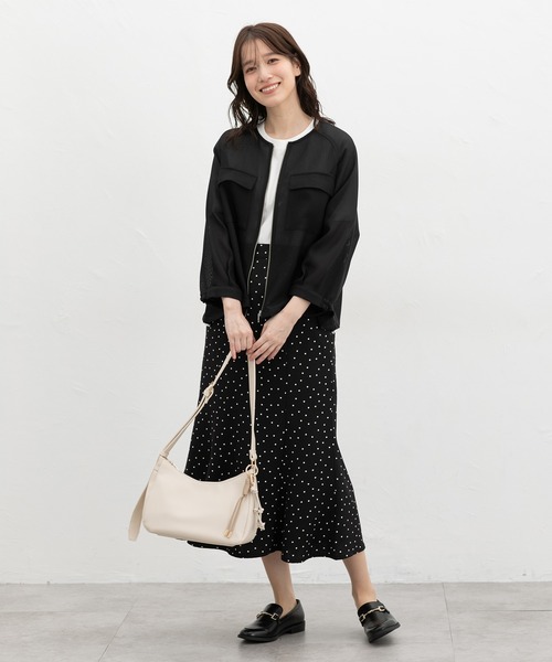 Honeys（ハニーズ）の「８分袖メッシュブルゾン（ブルゾン・レディース・アイボリー/ブラック/ライトカーキ・L/LL/M/S）」の9枚目の写真