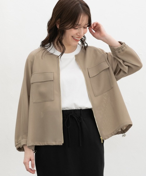 Honeys（ハニーズ）の「８分袖メッシュブルゾン（ブルゾン・レディース・アイボリー/ブラック/ライトカーキ・L/LL/M/S）」の13枚目の写真