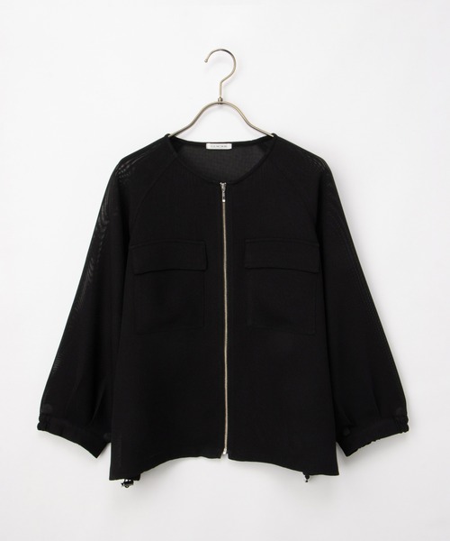 Honeys（ハニーズ）の「８分袖メッシュブルゾン（ブルゾン・レディース・アイボリー/ブラック/ライトカーキ・L/LL/M/S）」の16枚目の写真