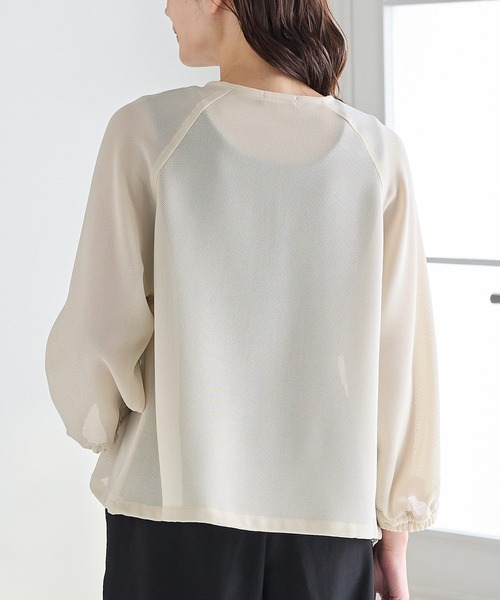 Honeys（ハニーズ）の「８分袖メッシュブルゾン（ブルゾン・レディース・アイボリー/ブラック/ライトカーキ・L/LL/M/S）」の22枚目の写真