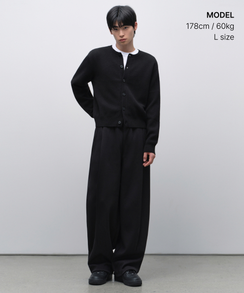 MUSINSA STANDARD（ムシンサスタンダード）の「ダブルニットワンタックワイドラウンジスウェットパンツ[ブラック]（スウェットパンツ・メンズ・その他・SMALL/MEDIUM/LARGE/X-LARGE/2XL）」の2枚目の写真